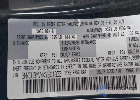 2019 Toyota Yaris Le z USA, uszkodzony, nr VIN 3MYDLBYVXKY501833